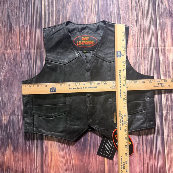 NWT Children’s Black Hot Leathers Biker Western Front Snap Vest XL - Picture 6 of 11
